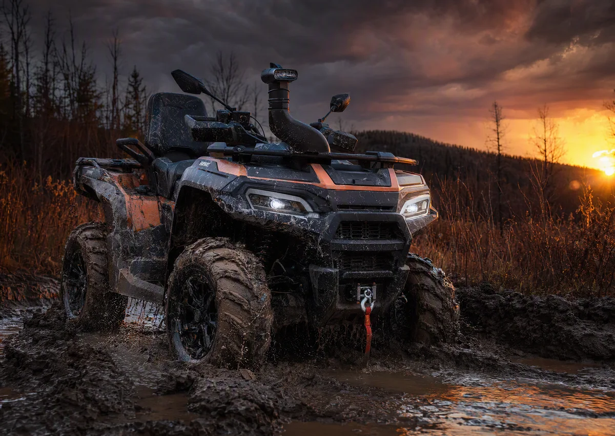 AI-визуализация квадроцикла для демонстрационного отзыва о XWolf 1000L MUD